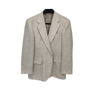 Haggar Suit Jacket Beige Linen Blend Sz 44